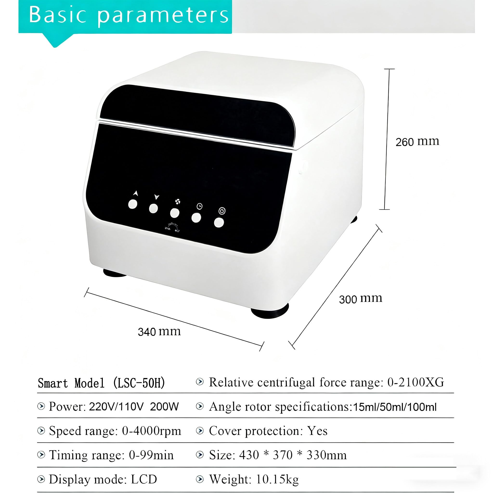 Centrífuga de sobremesa Inteligente de Laboratorio, centrífuga clínica y de PRP, Pantalla LCD, regulación de Velocidad (0-4000 RPM) y Temporizador (0-99 min) para Uso médico 50ml*6