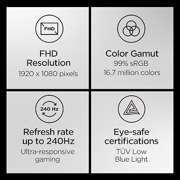 Lenovo Legion 24-10 Gaming Monitor, 24 Flat IPS Full HD Display, 240Hz Refill, 0.5ms MPRT, AMD FreeSync Premium, HDR10, Lift/Tilt/Pivot/Swivel Stand, 2X HDMI 2.1, DP 1.4. RAVEN BLACK