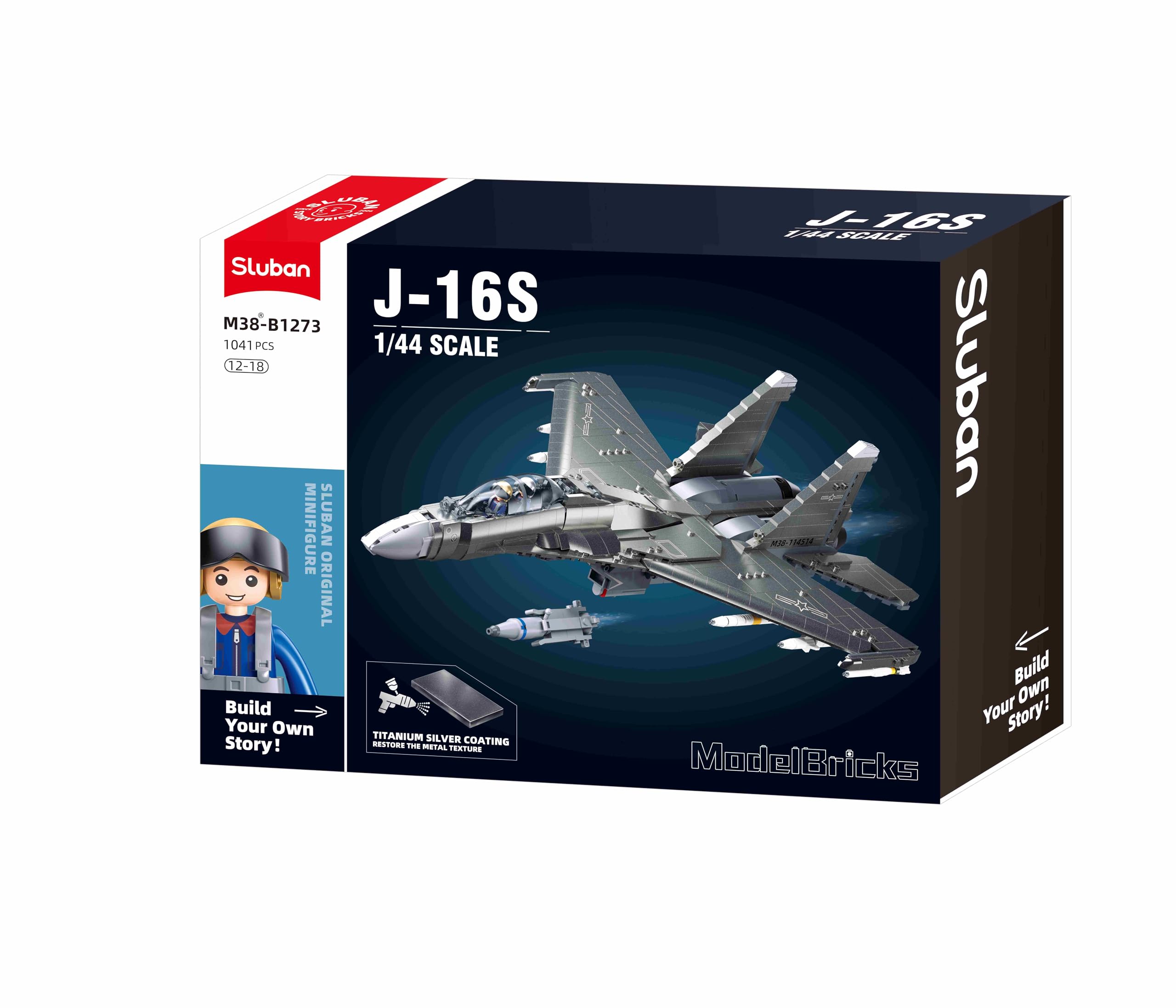 Sluban M38-B1273 - Getto militare da combattimento con 2 personaggi pilota e bonus a coccodrillo, colore grigio, 48,3 cm