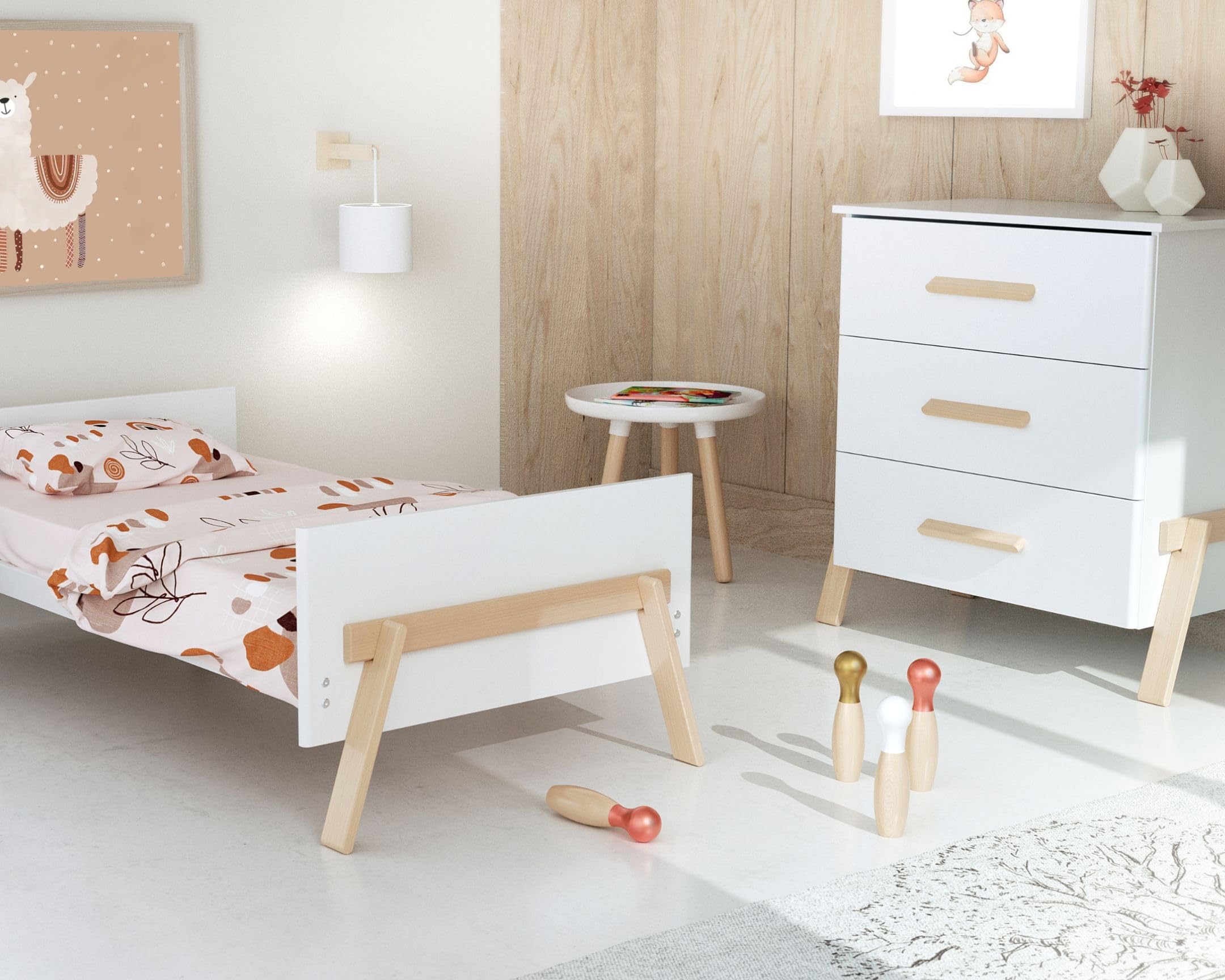 AT4 - Cassettiera fasciatoio 3 cassetti Canaille legno - Bianco/Faggio natural - 87 x 66 x 94 cm