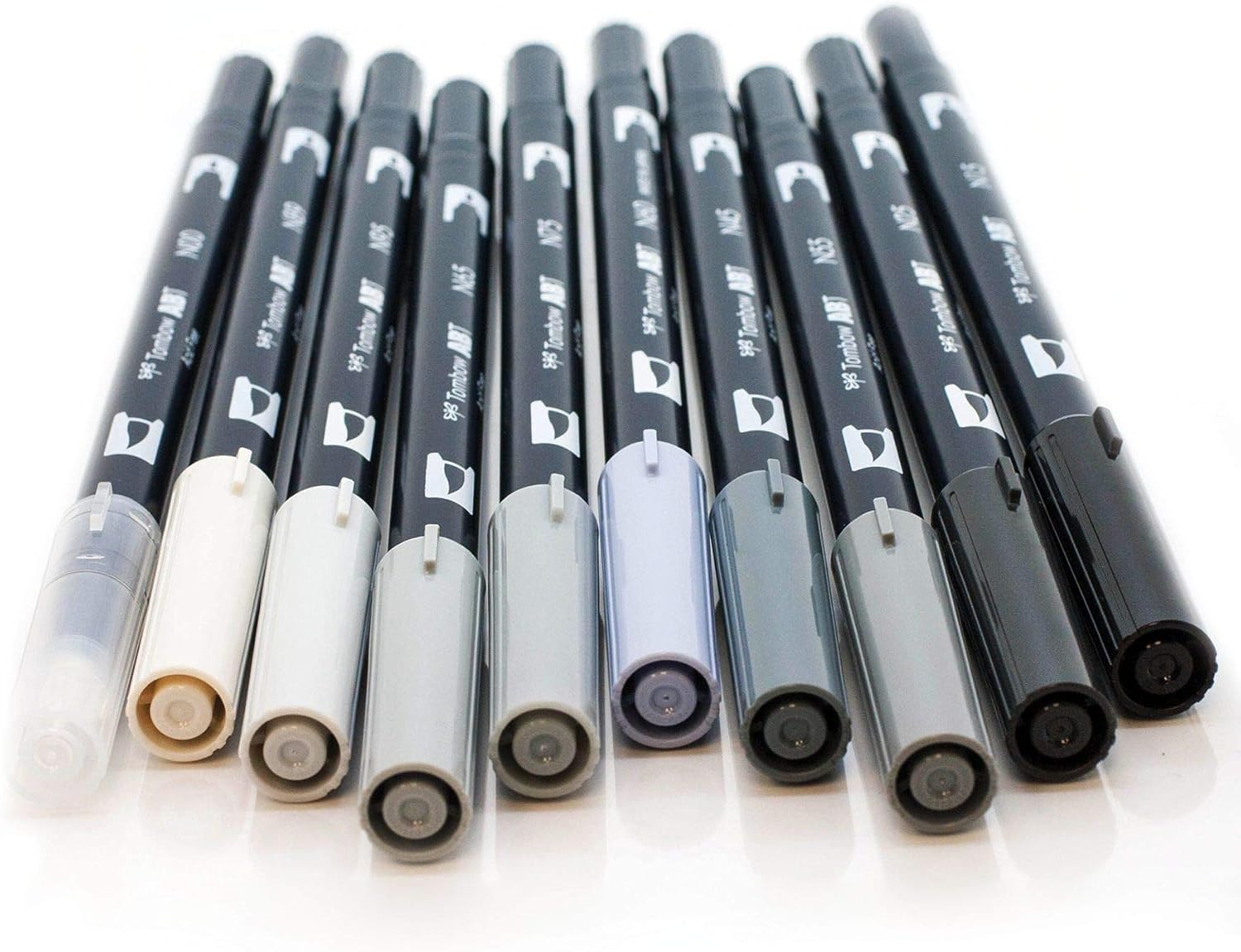 Tombow ABT Dual Brush Pen set of 10, GRAYSCALE