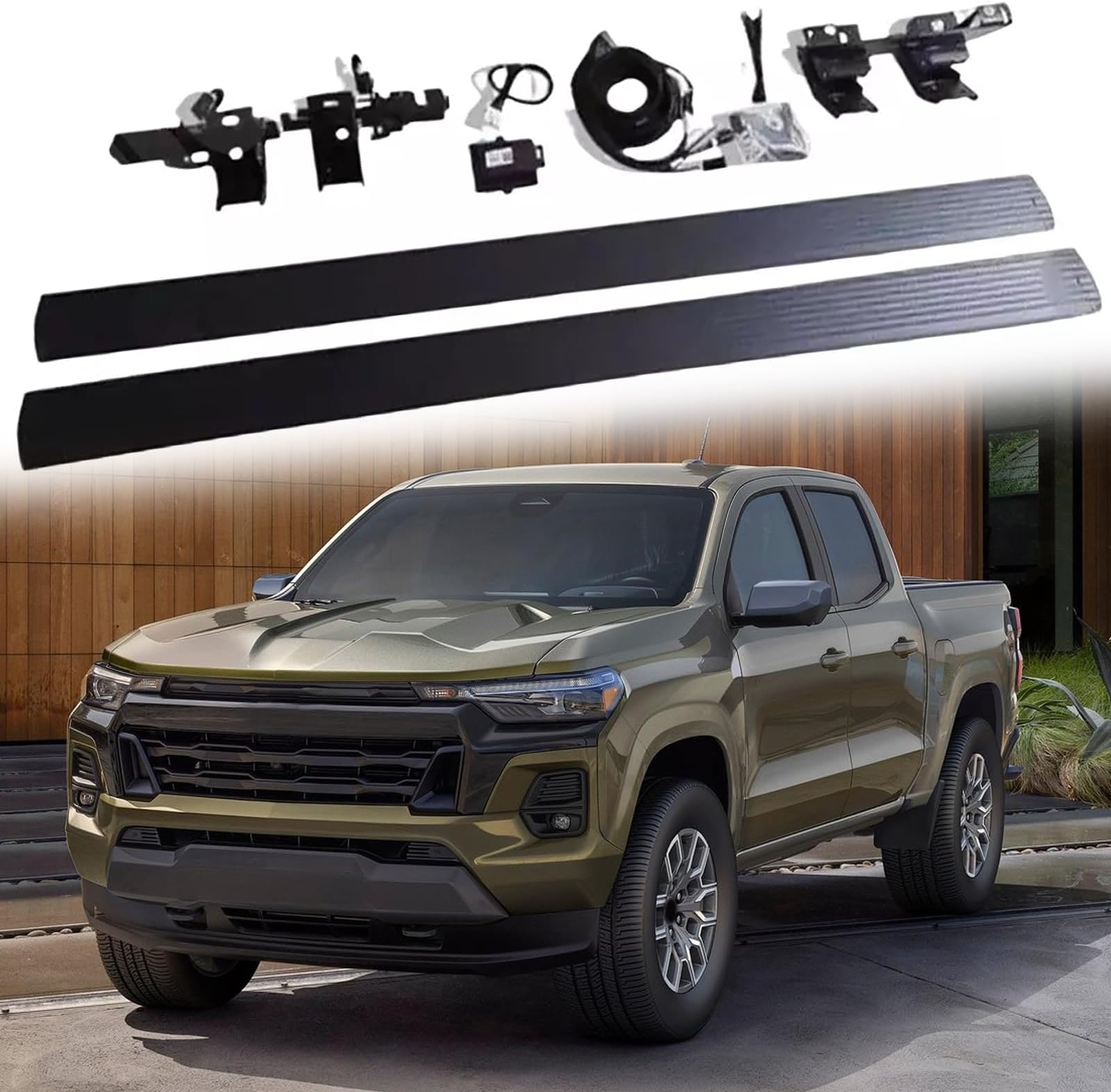 2PCS Deployable Power Running Board Side Steps Fit for Chevy Colorado 2023 + Electric Running Boards Side Steps All Black Side Steps
