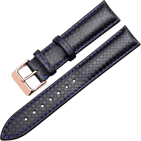 Amazon Co Jp Ton Charme トンチャーメー 腕時計用ベルト 本革 レザー カーボン柄 おしゃれ 耐水性 スポーツ ブラック 3色ステッチ 防汗防水 時計バンド 22mm 腕時計