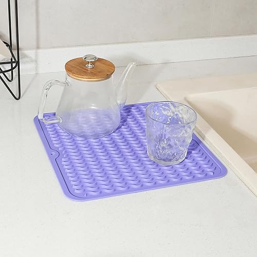 Miniatura 839 de Tapete de silicona para secado de platos para múltiples usos, fácil de limpiar, ecológico, resistente al calor, tapete de silicona para encimera
