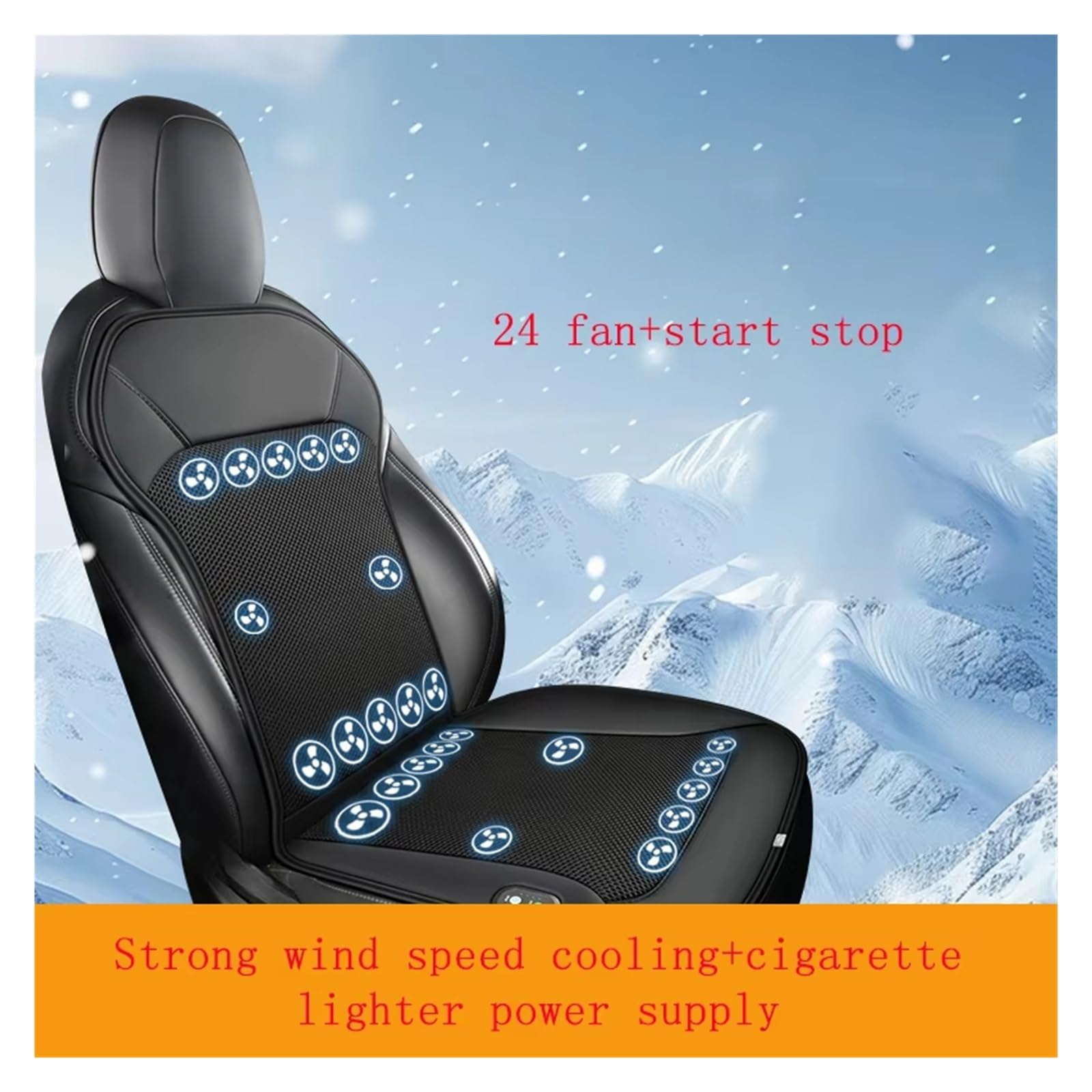 Funda Asiento Coche Cojín De Asiento De Coche con Refrigeración Inteligente De 12 V para Conducir, Transpirable, con Ventiladores, Universal Fundas de Asiento(24FAN Black)