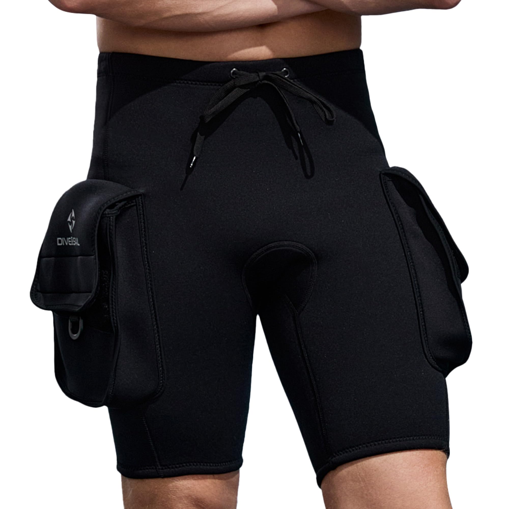 Pantalones cortos de buceo de neopreno de 3 mm para hombres con bolsillo ajustable para buceo, esnórquel, hombres, piragüismo