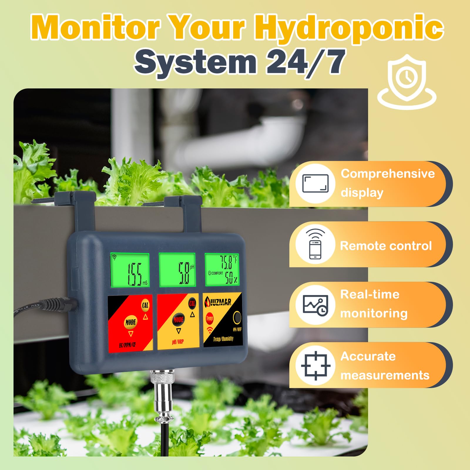 UIUZMAR 7-in-1 pH EC Meter for Hydroponics -4