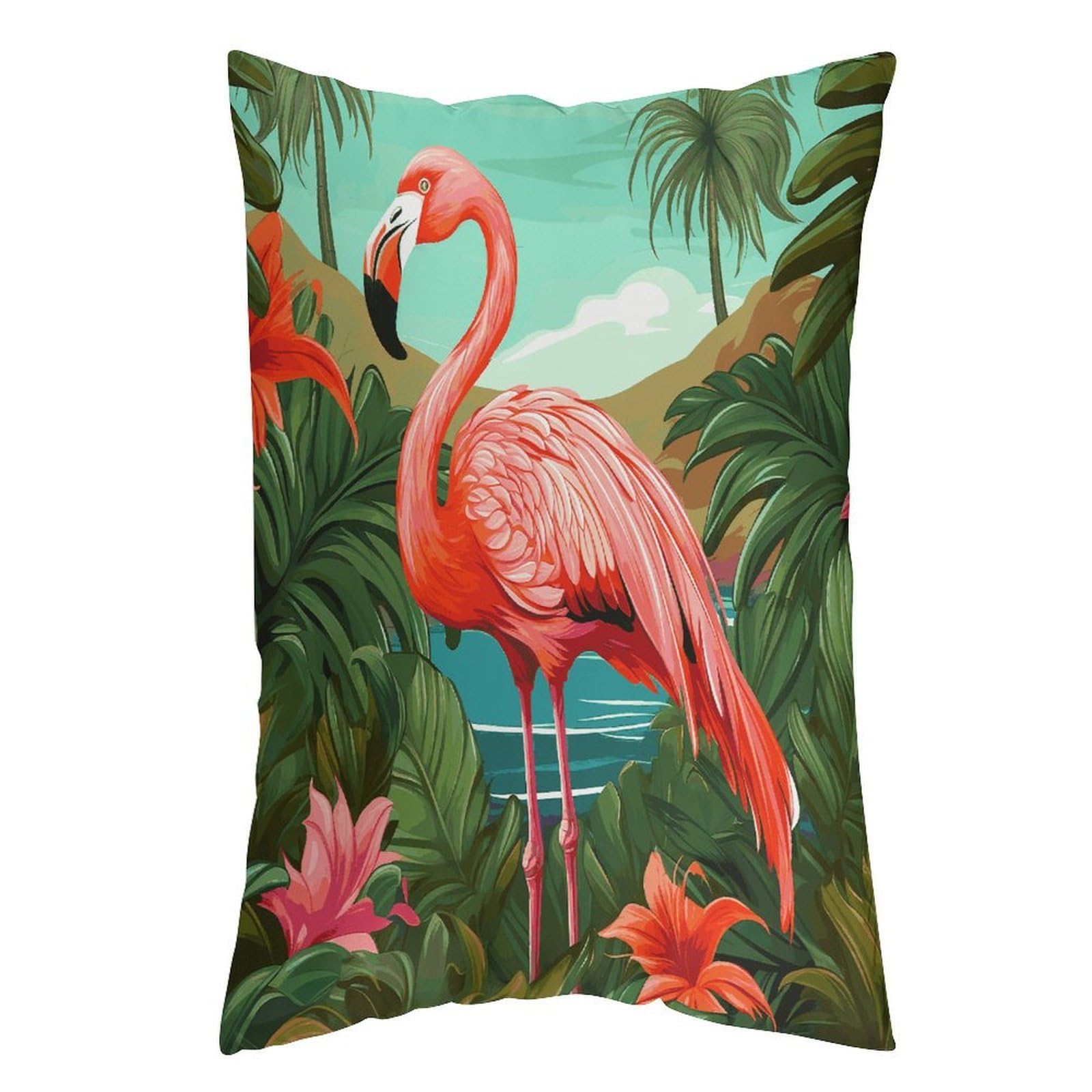 LDGSUPH Tropical Flamingo Pillow Cases Soft Pillowcase with Invisible Zipper Wrinkle Resistant Pillow Covers Breathable Removable Pillow Protector for Bed Sofa Car 16 "x24