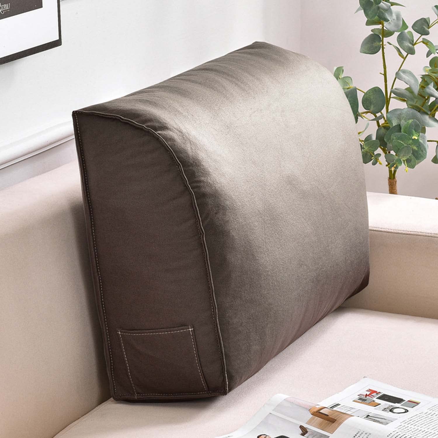 Yanman PU-Leder Rückenlehne Kissen Sofa Lesekissen Wasserdicht Keilkissen Rückenstützkissen Weiche Lendenwirbelstütze Positionierung Rückenlehne Kissen für Sofa Bett Büro