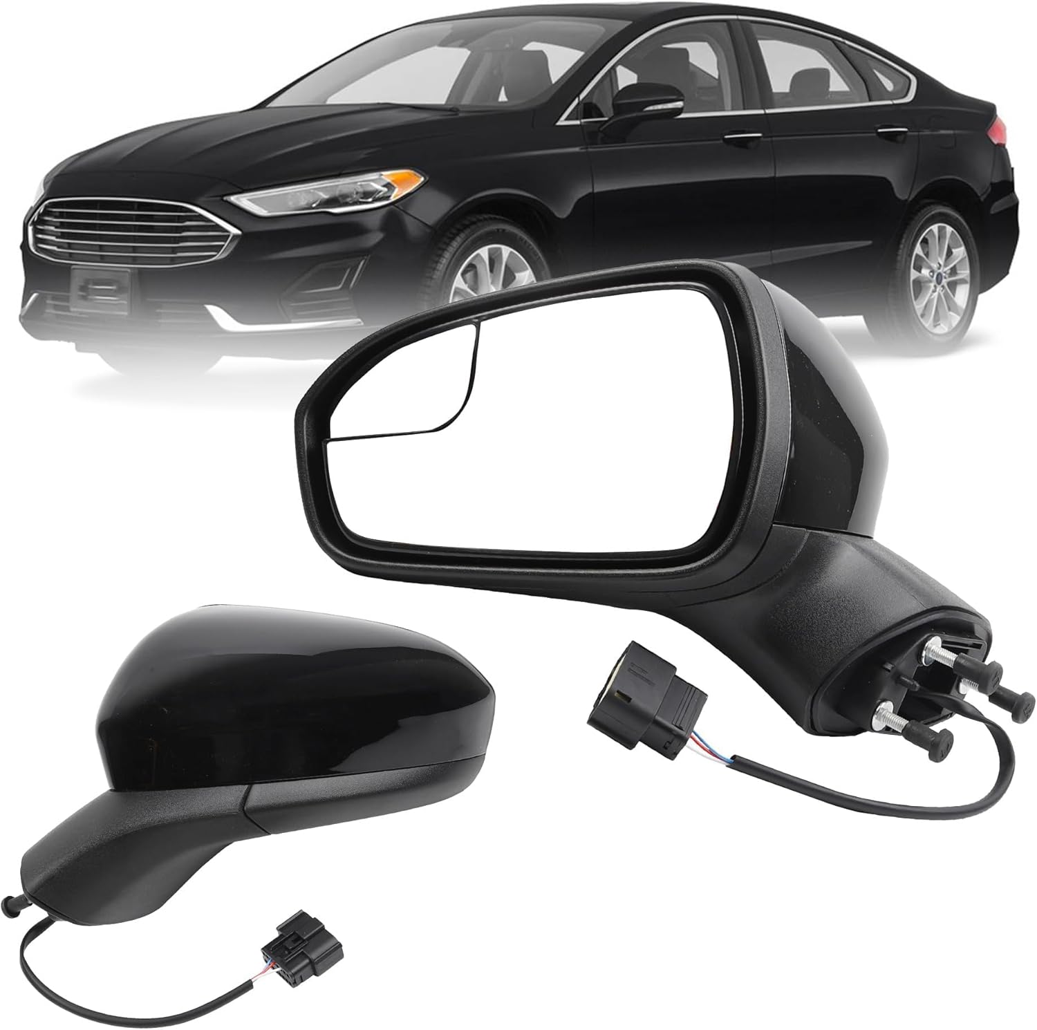 Dasbecan Right Passenger Side Mirror AssemblyCompatible with Ford Fusion 2016-2022 Rear view Mirror | Electric Adjustment | Black | Replace# FS7Z-17682-B,3Pins