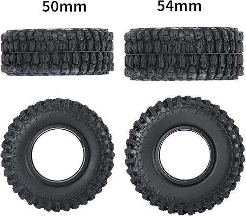 Miniatura 4 de SWX Neumáticos de oruga de 1.0 "4 piezas de neumáticos de goma micro para 124 RC Crawler Car Axial SCX24 90081 AXI00001 AXI00002 (1.969 in)