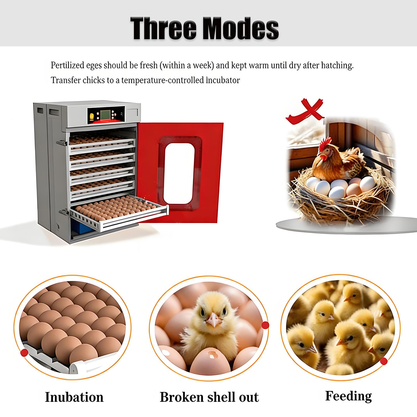 Incubadora Industrial de 400 Huevos, Gran Incubadora de Aves de Corral, Rotación Automática de Huevos, Control de Temperatura y Humedad, Incubadora de Alta Capacidad, para la Ganadería