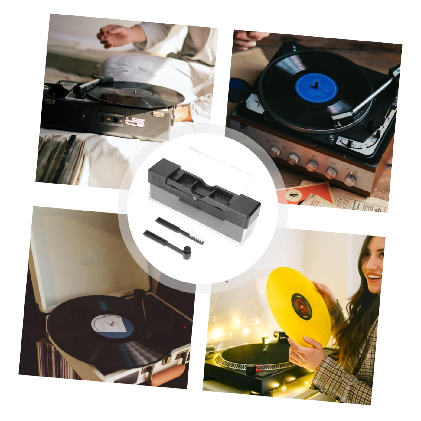Uonlytech 5sets Kit Di Pulizia Per Dischi in Vinile Spazzola Antistatica e Accessori Per Pulizia Del Giradischi Compatto e Portatile Per Amanti Della Musica e Collezionisti