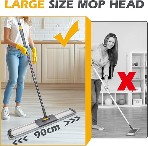 Miniatura 2 de MASTERTOP Trapeador comercial grande de 36 pulgadas, trapeador industrial resistente con 3 almohadillas de microfibra reutilizables y mango