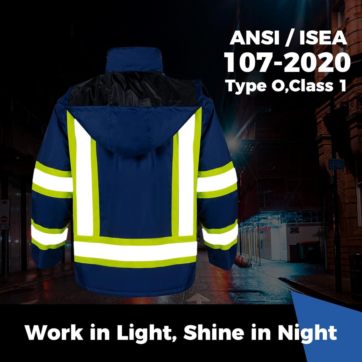High Visibility Safety Jacket for Men Hi Vis Reflective Construction Work Jacket Waterproof with Fleece Liner - Image 3