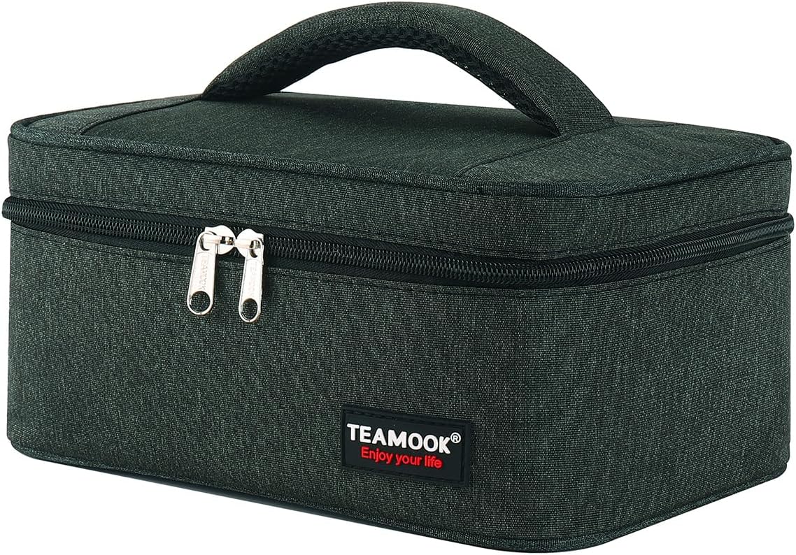 TEAMOOK Lunch Bag Insulated Lunch Box for Adults Men and Women,Leakproof Waterproof Cool Bag with Soft Handle En-Large 5.8L 8 cans Black