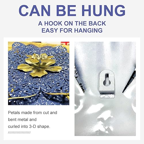 Vista 15 de YURRUON Decoración de pared de flores de metal, decoración de pared, escultura de pared de flores de metal, colgante para el hogar, dormitorio, sala