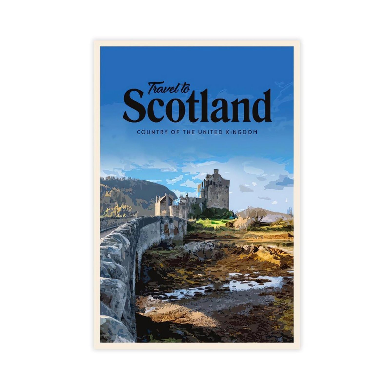 QNVJQKDSI Scotland Travel Vintage Canvas Poster Bedroom Decor Landscape Office Room Decor Gift 24" L X 36" W
