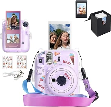 Instant Mini 12 Clear Case for Fujifilm Instax Mini 12 Instant Film Camera, Mini 12 Camera Protective Case with Mini 3 inch Film Picture Holder Case No Camera