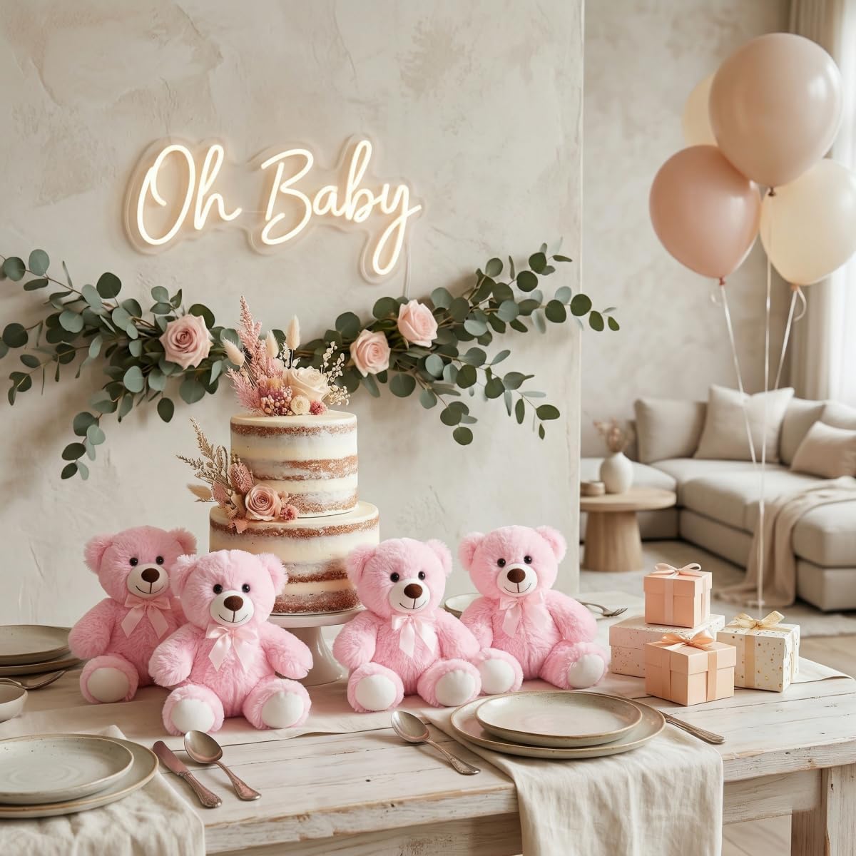 MaoGoLan 10Pcs Bulk Teddy Bears Stuffed Animals Baby Shower, Soft Small Stuffed Bears in Bulk, 13.5" Cuddly Mini Teddy Centerpiece,Wedding,Party,Engagement,Pink image 3