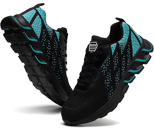 Miniatura 7 de Kezhiho Zapatos de trabajo con punta de acero para hombre, ligeros, cómodos, antideslizantes, a prueba de pinchazos, zapatos de seguridad,