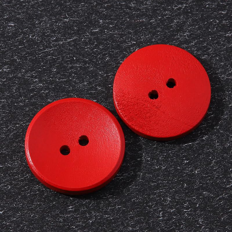 Pikolak Metalowe guziki do płaszcza, 50 szt. Drewnianych guzików, 2 otwory, na ubrania, swetry rozpinane, płaszcz, projekty rękodzielnicze(Red,20 mm)