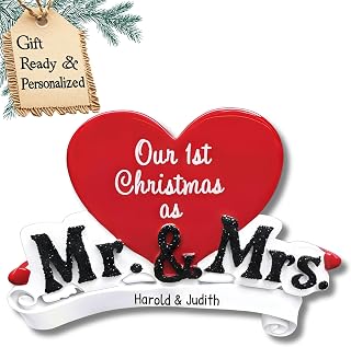 Our First Christmas Married Ornament 2025 Personalized Wedding Ornament 2025 First Christmas Ornaments Heart Mr and Mrs Ornaments 2025 Mr and Mrs Gifts for Married Couples Wedding Gifts for Newlyweds