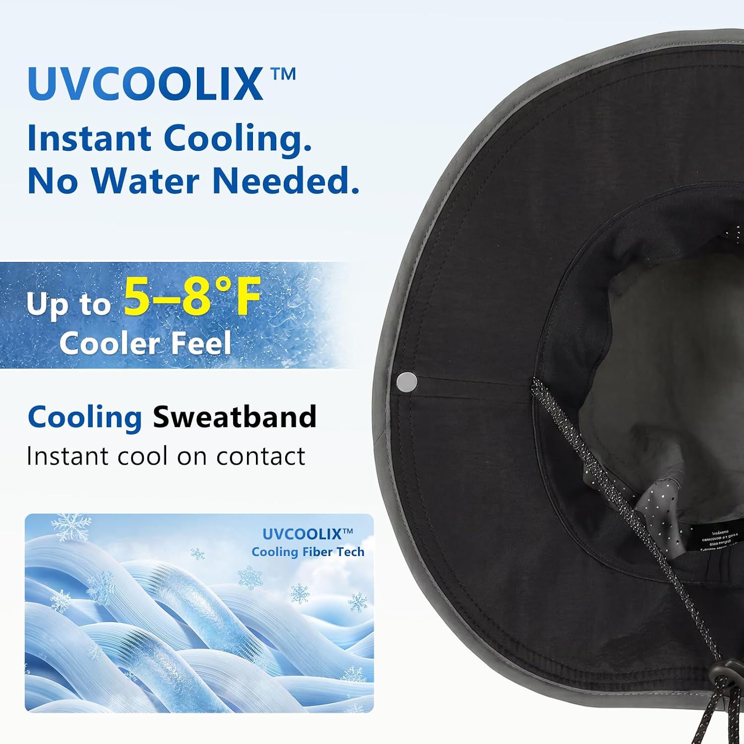 TOP-EX UVCoolix™ Cooling Sun Hat for Men Women, UPF 50+ Wide Brim Safari Hat, 360° Breathable Boonie Hats for Hiking, XL/XXL