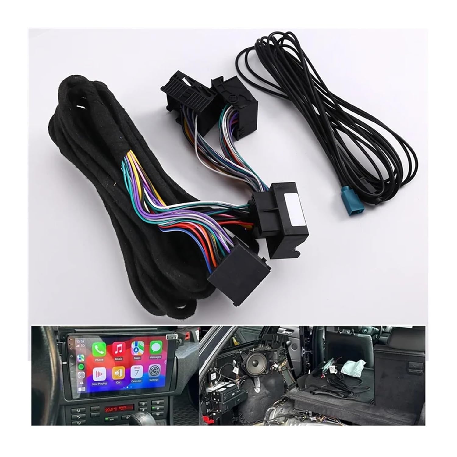 Compatible with BMW E46 E38 E39 E53 X5 M3 M5 Android Head Unit Radio 17+ 40 Pin 6M Antenna Power Extension Wiring Harness