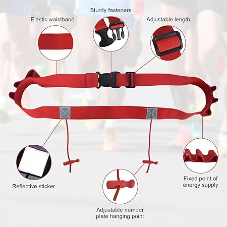 JDNFKG Nummernschildgürtel 2 Stück - Einstellbarer Gurt Für Marathon, Radsport, Triathlon