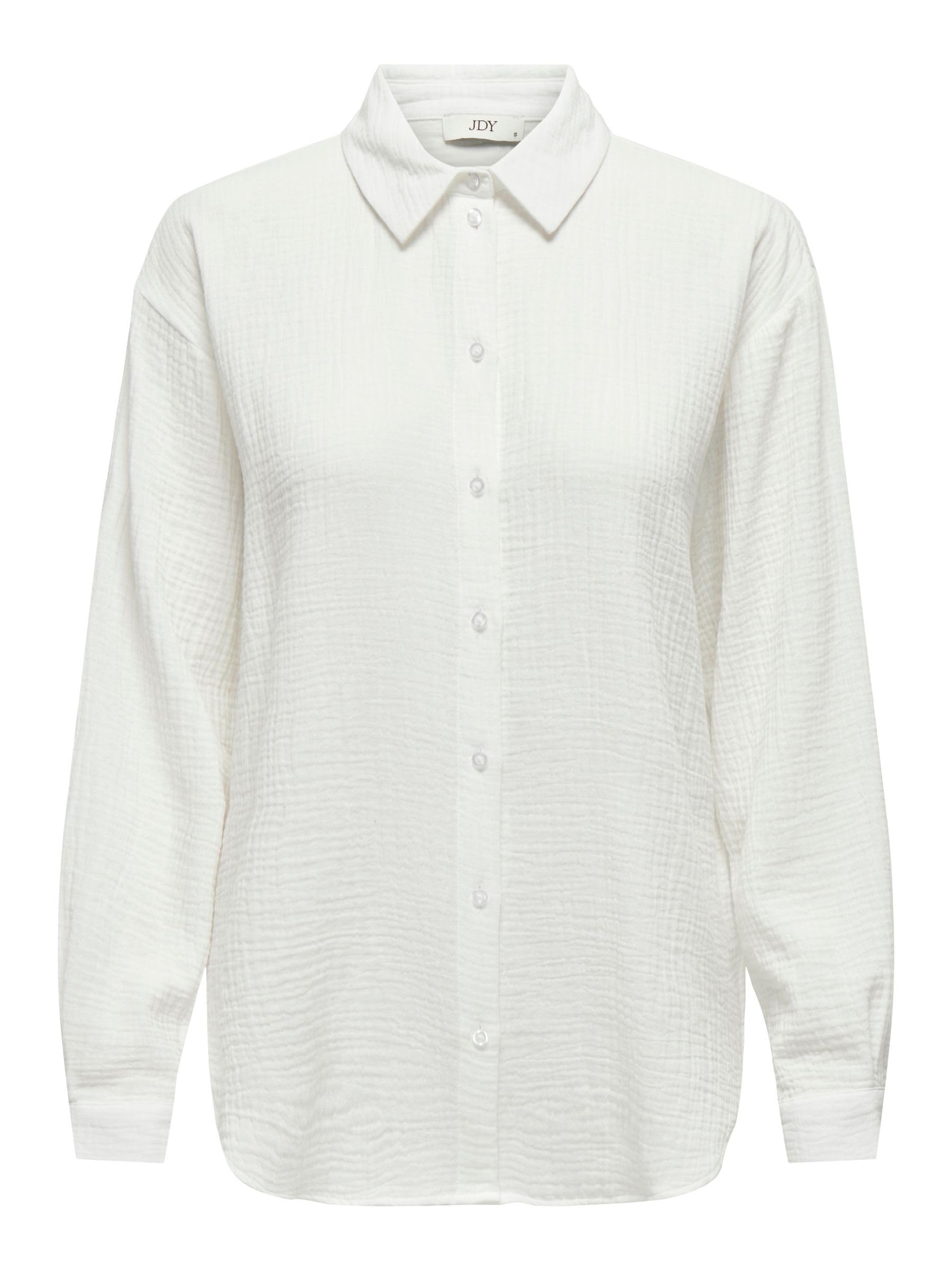 JdY Women's Theis L/S Loose Shirt WVN Noos, Cloud Dancer, L