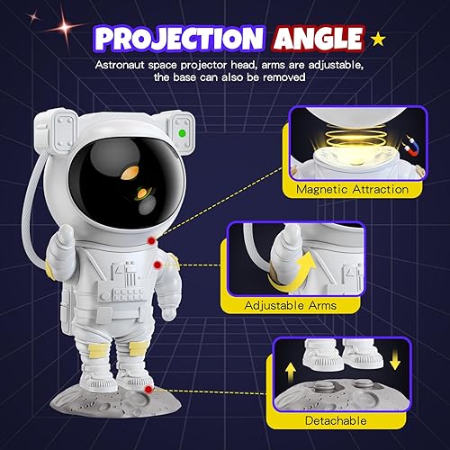 Miniatura 3 de Proyector de astronauta estrella y galaxia, luz nocturna estrellada espacial, lámpara de proyección de techo con temporizador y control remoto, para