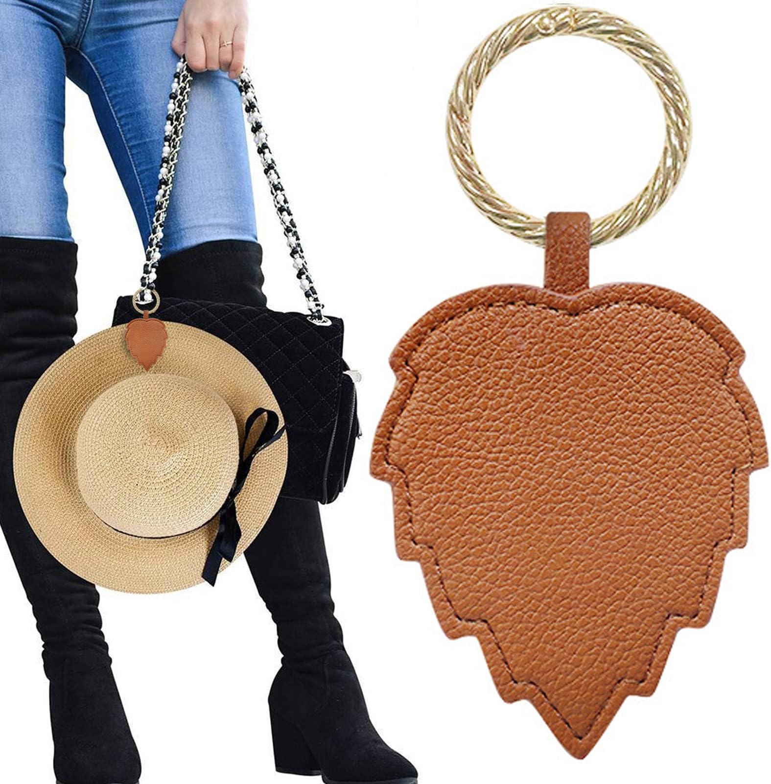 Zoomarlous Hat Clip for Bag Travel | Magnetic Hat Clip | PU Leather Hat Holder Clip for Bag | Portable Visor Hat Clips Travel Accessories for Men & Women