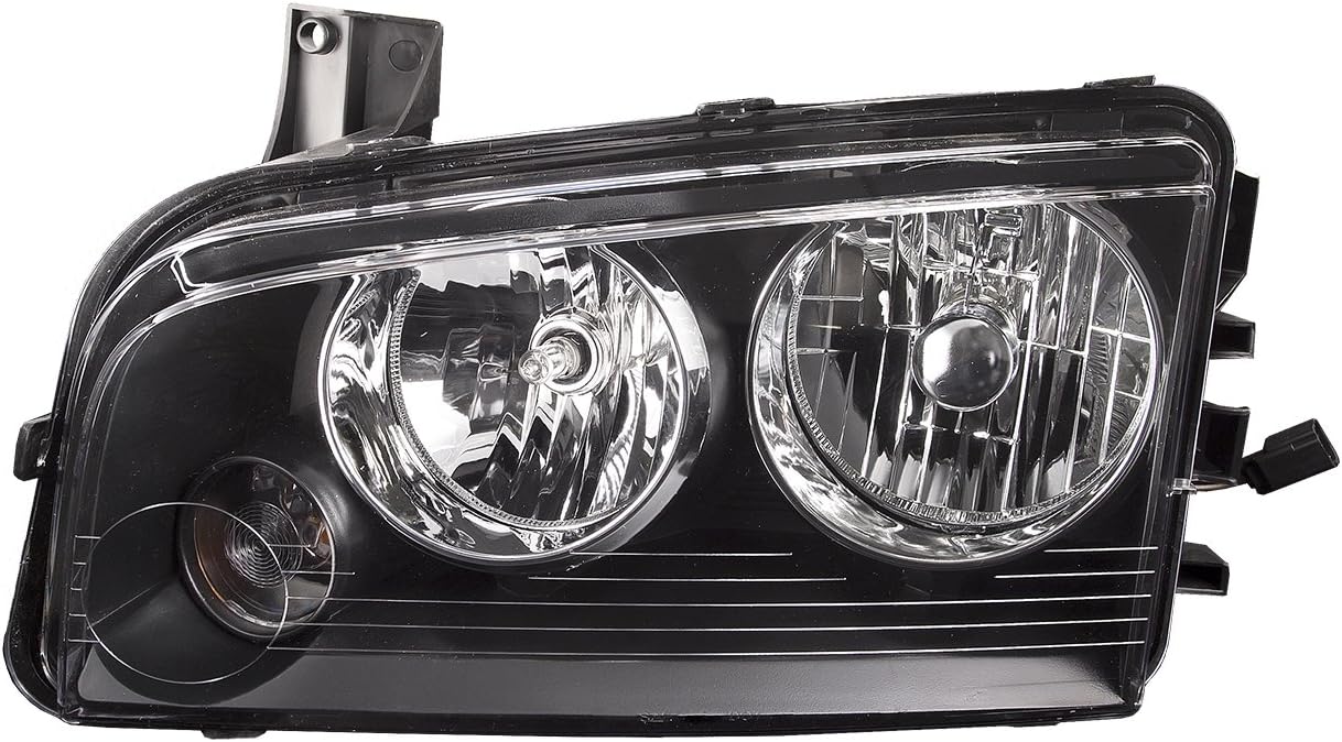 HEADLIGHTSDEPOT Dodge Charger対応 ブラックハロゲンタイプヘッドライトヘッドランプ対応 Driver ブラック CS188-B101L