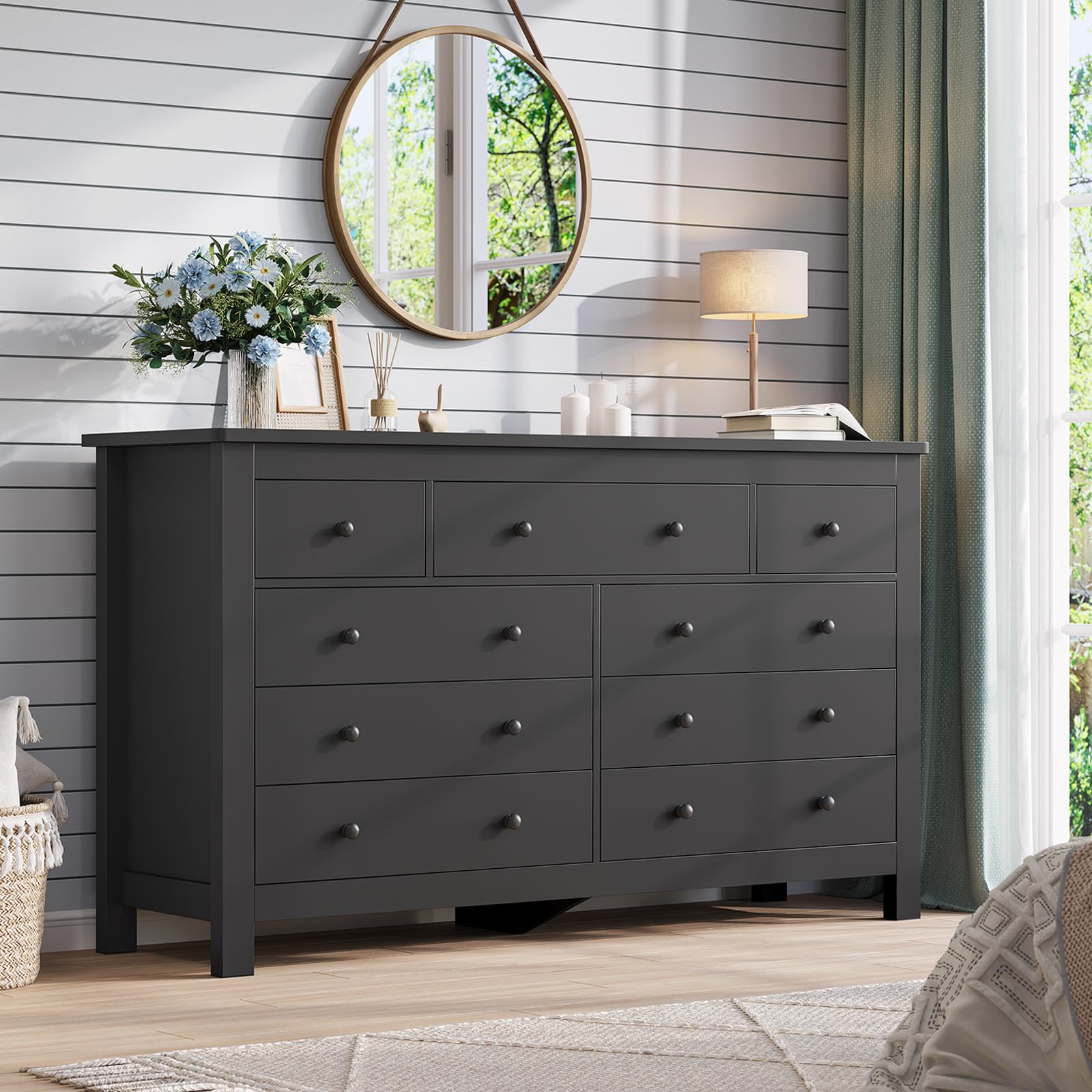 Amazon.com: Hasuit 9 Drawers Black Dresser for Bedroom, Modern 55.1