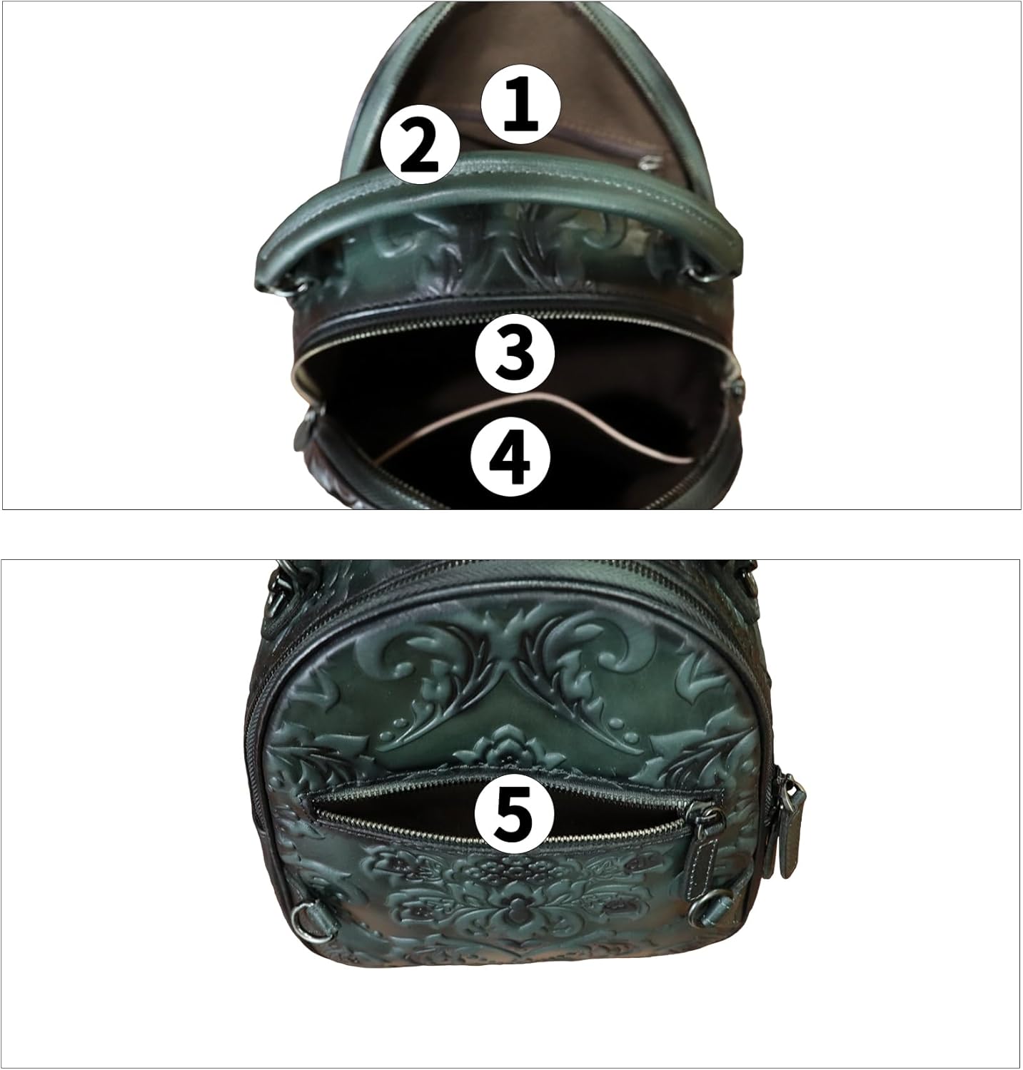 Genuine Leather Satchel for Women Purse Embossed Crossbody Handbag Top Handle Bags Handmade Convertible Backpack Knapsack | Embossed, Top Handle, Bags, Handmade, Convertible - Image 4