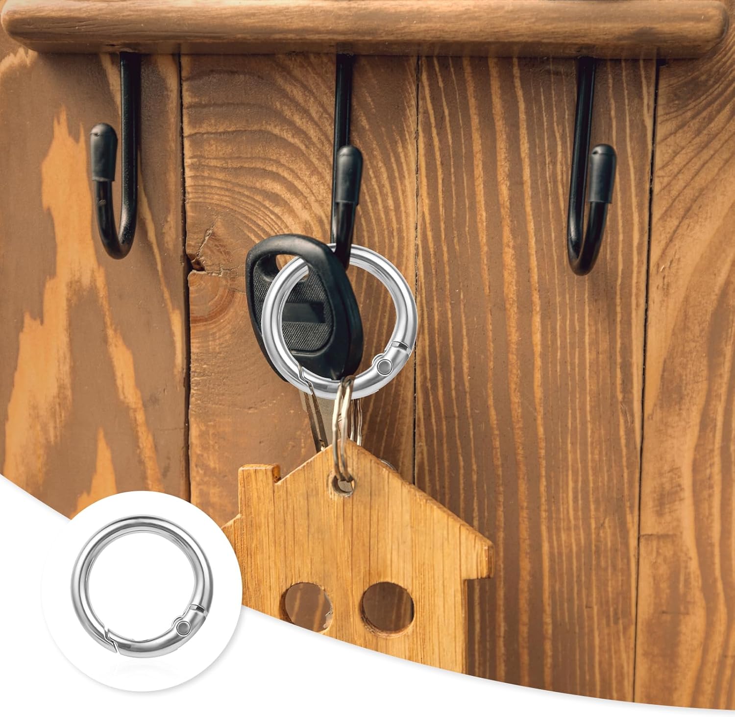 JIEYAO 16 Pcs Spring O Ring Clip Keychain, Stainless Steel Round Carabiner, Spring Ring Clasp Keyrings Snap Hook Buckle - Image 5