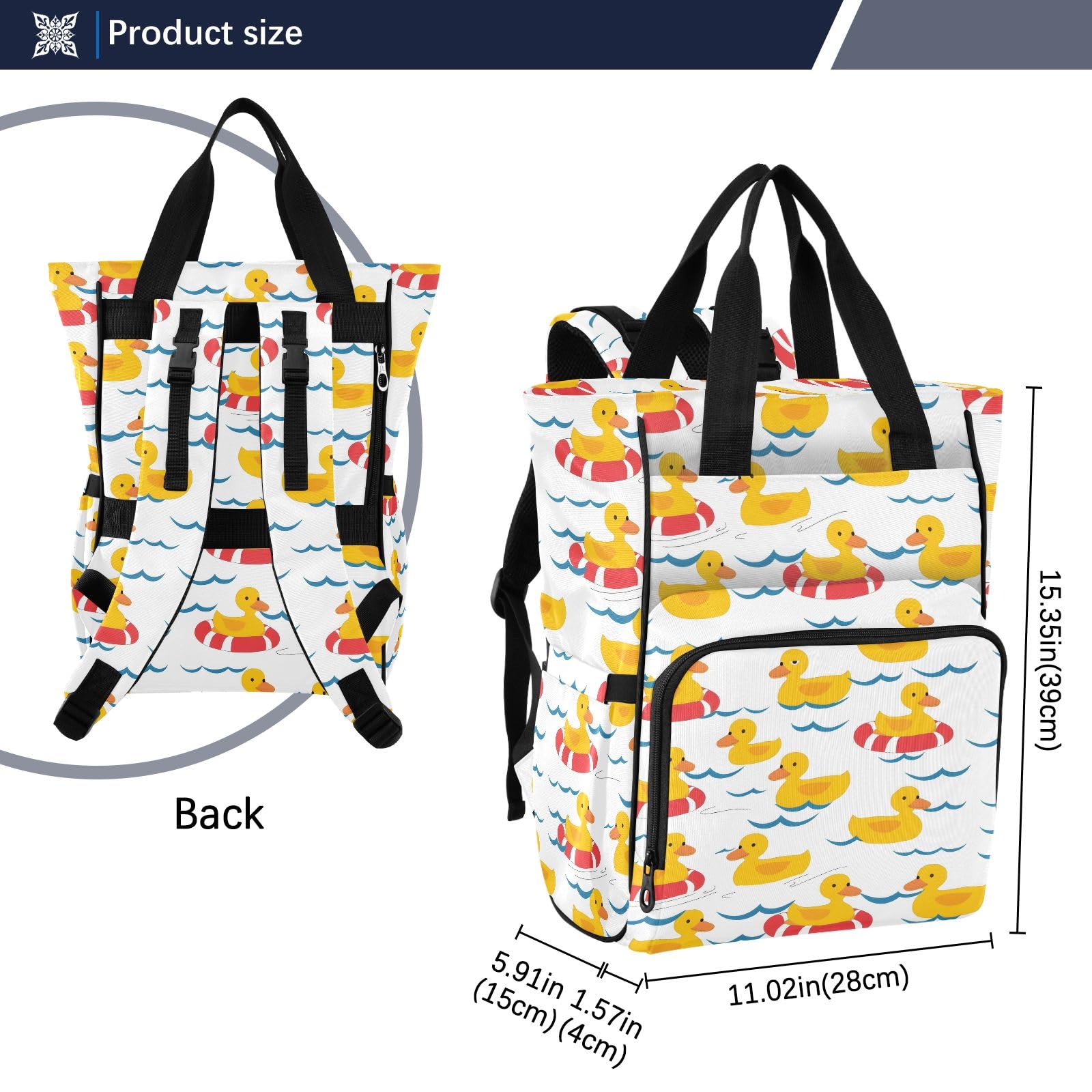 Mnsruu Duck Swim - Borsa per pannolini per bambini, grande, impermeabile, da viaggio, per mamme e papà