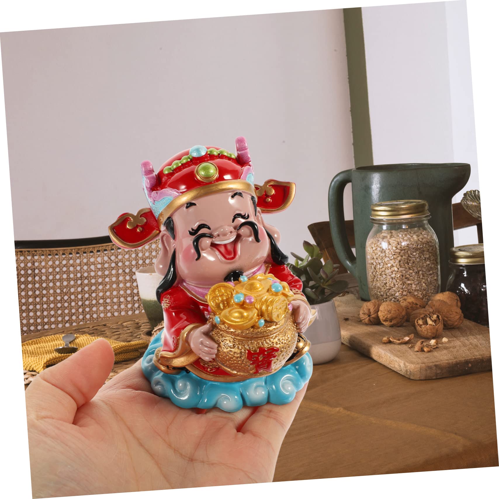 Alipis 2 Stück des Reichtums Ornamente Büro Heimdekorationen Dekorative Cartoon Statuen Innendekoration Chinesisches Maskottchen Wencaishen Glück Kuchen Topper Auto