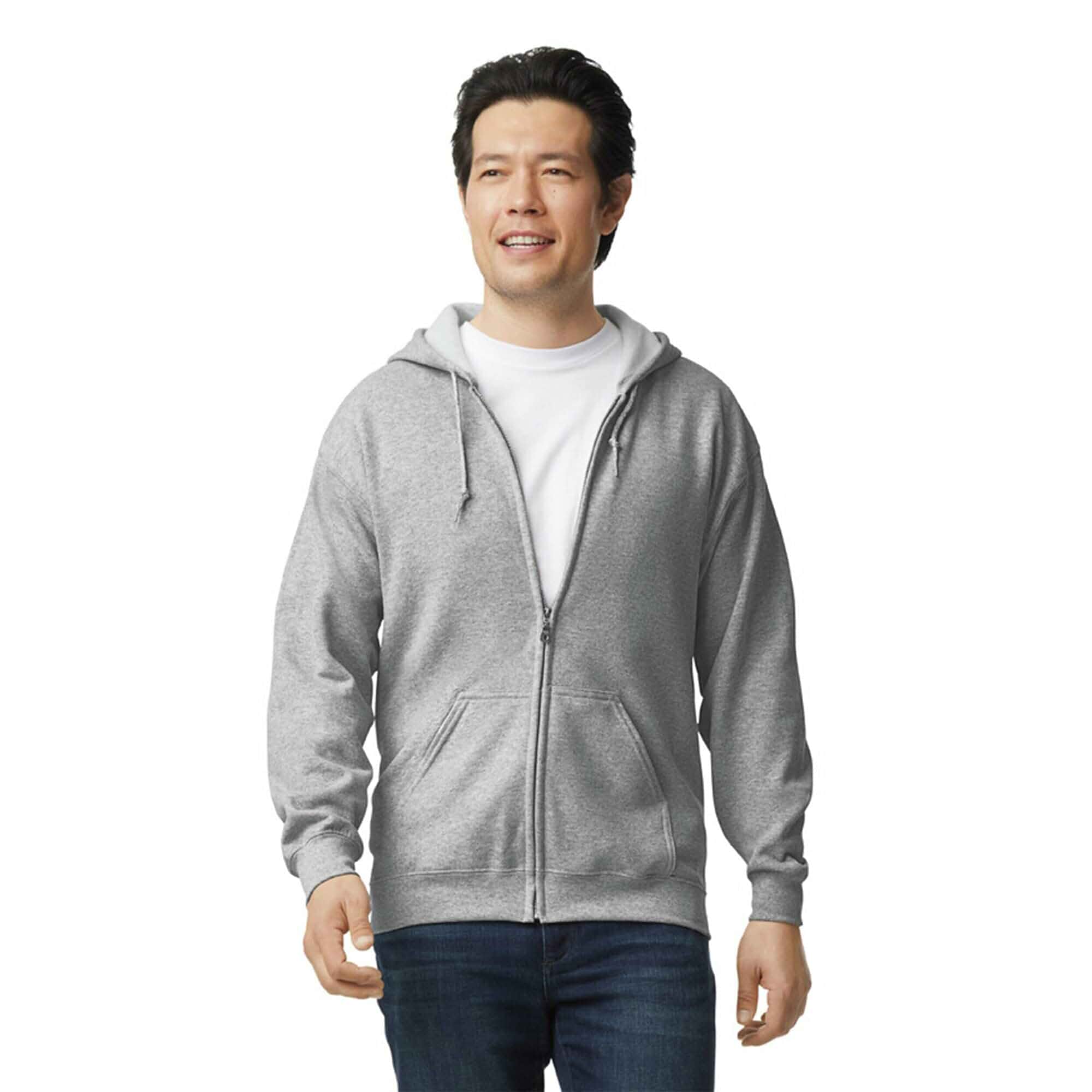 Gildan Adult Fleece Zip Hoodie Sweatshirt, Style G18600, Multipack, Sport Grey (1-pack), Large