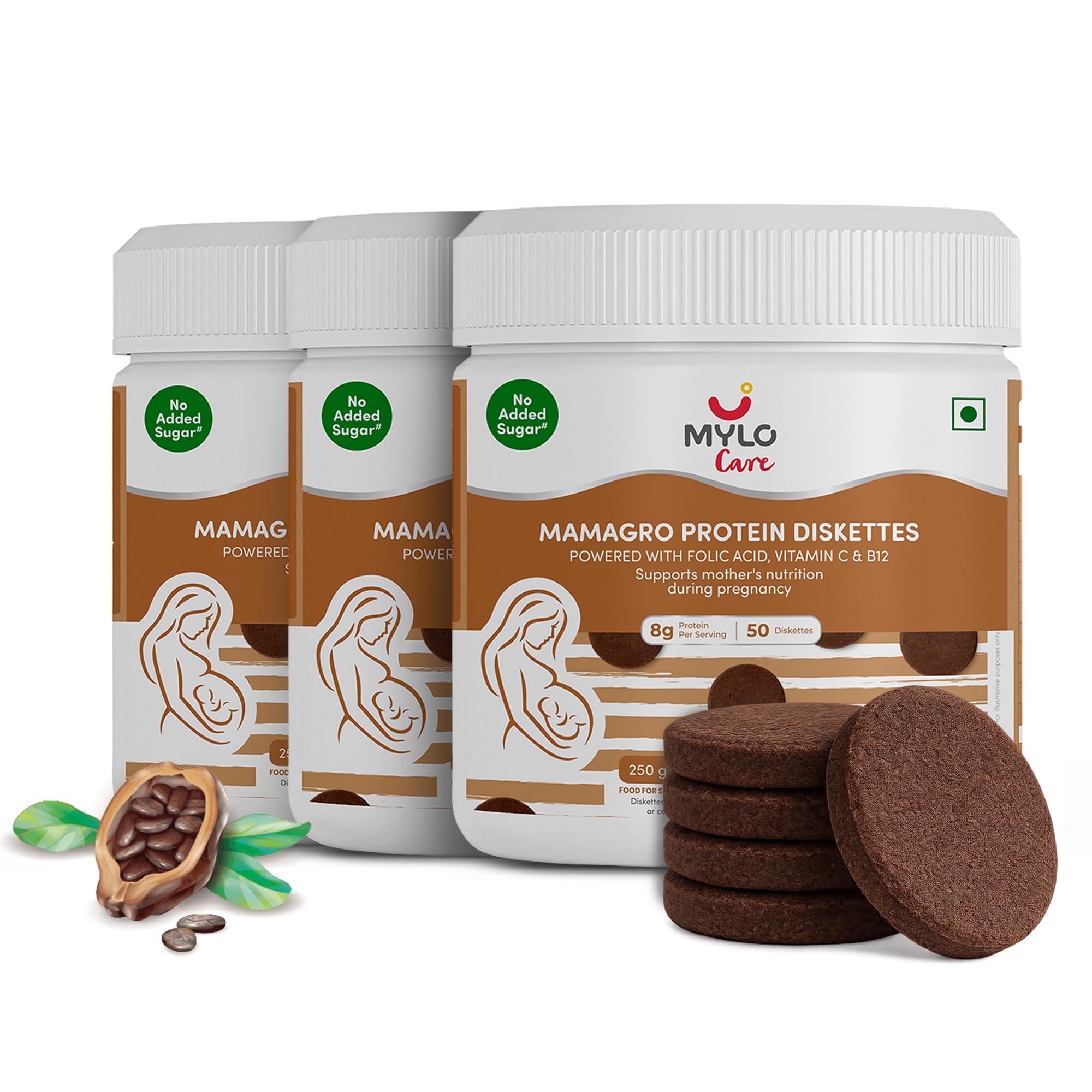 Mylo Care MamaGro Protein Diskettes | High Protein Snack for Pregnant Women | Supports Baby Growth, Placenta Development & Daily Nutrition | 250g (250 g (Pack of 3), Vanilla & Jeera & Chocolate) — Amazon image 4