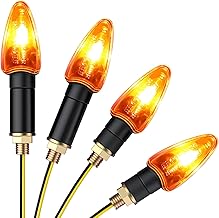 PROZOR Lot de 4 Indicateurs de Direction pour Moto 4 Clignotantes avant et arrière Étanches, Ampoule Halogène 10W très Lumineux lampe clignotants lumière Ambre M10 pour Chopper Moto Motocyclette