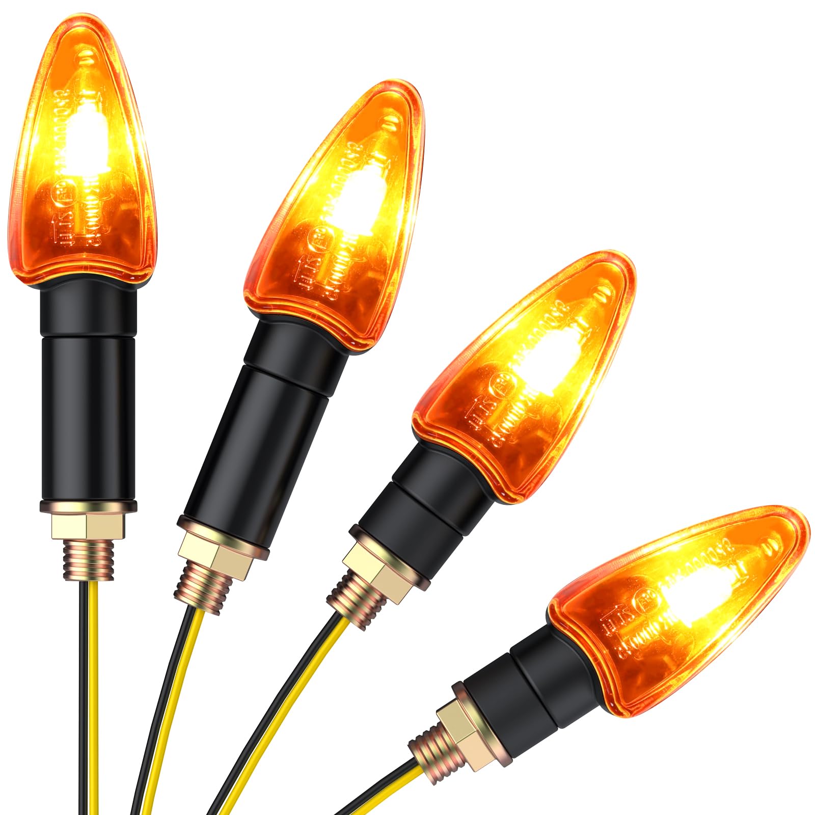 PROZOR 4PCS Intermitentes Moto Universal Homologadas ECE R50 Luces de Señal de Giro Impermeable IP65 Bombilla de Alta Potencia10W Indicador de Señal de Giro Ámbar para M10 Motocicleta Moto 12V
