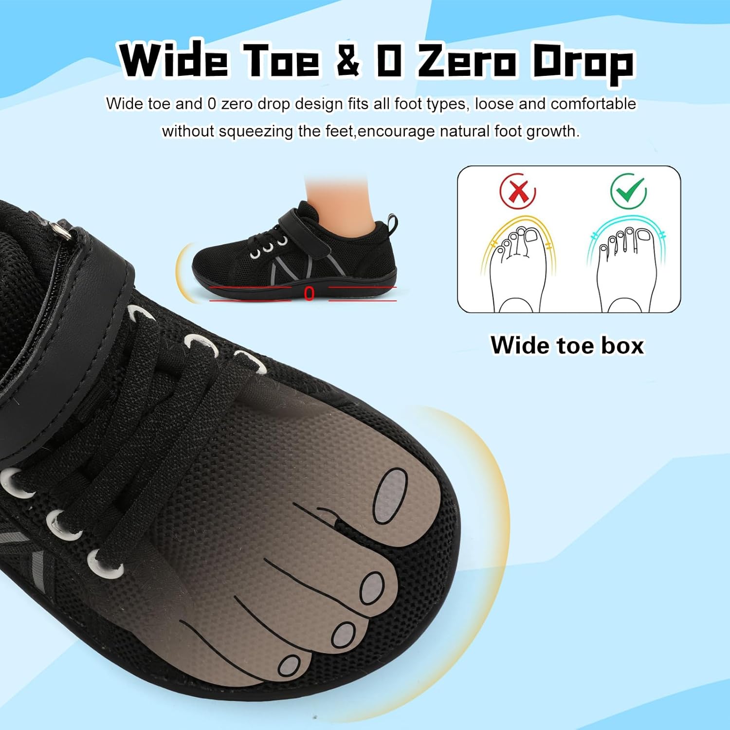JOINFREE Toddler Shoes Boys Girls Wide Barefoot Shoes Little Kids Minimalist Sneakers Zero Drop Casual Walking Shoes Breathable Tennis Shoes Indoor Outdoor - Image 3