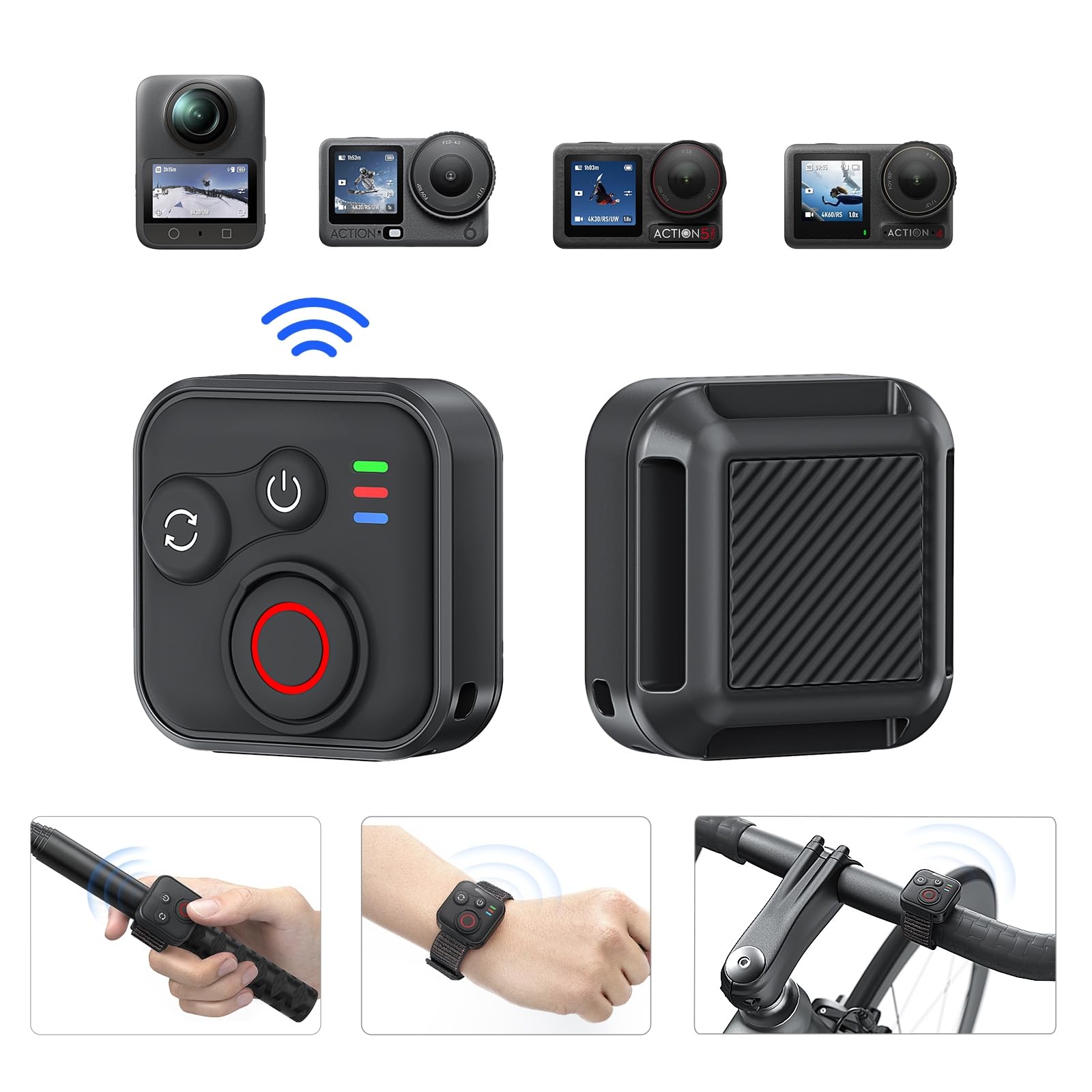 Télécommande pour caméra d'action DJI Osmo 360/Action 6/5 Pro/4, portée de télécommande de 50 mètres, autonomie de la batterie 96 heures, étanche