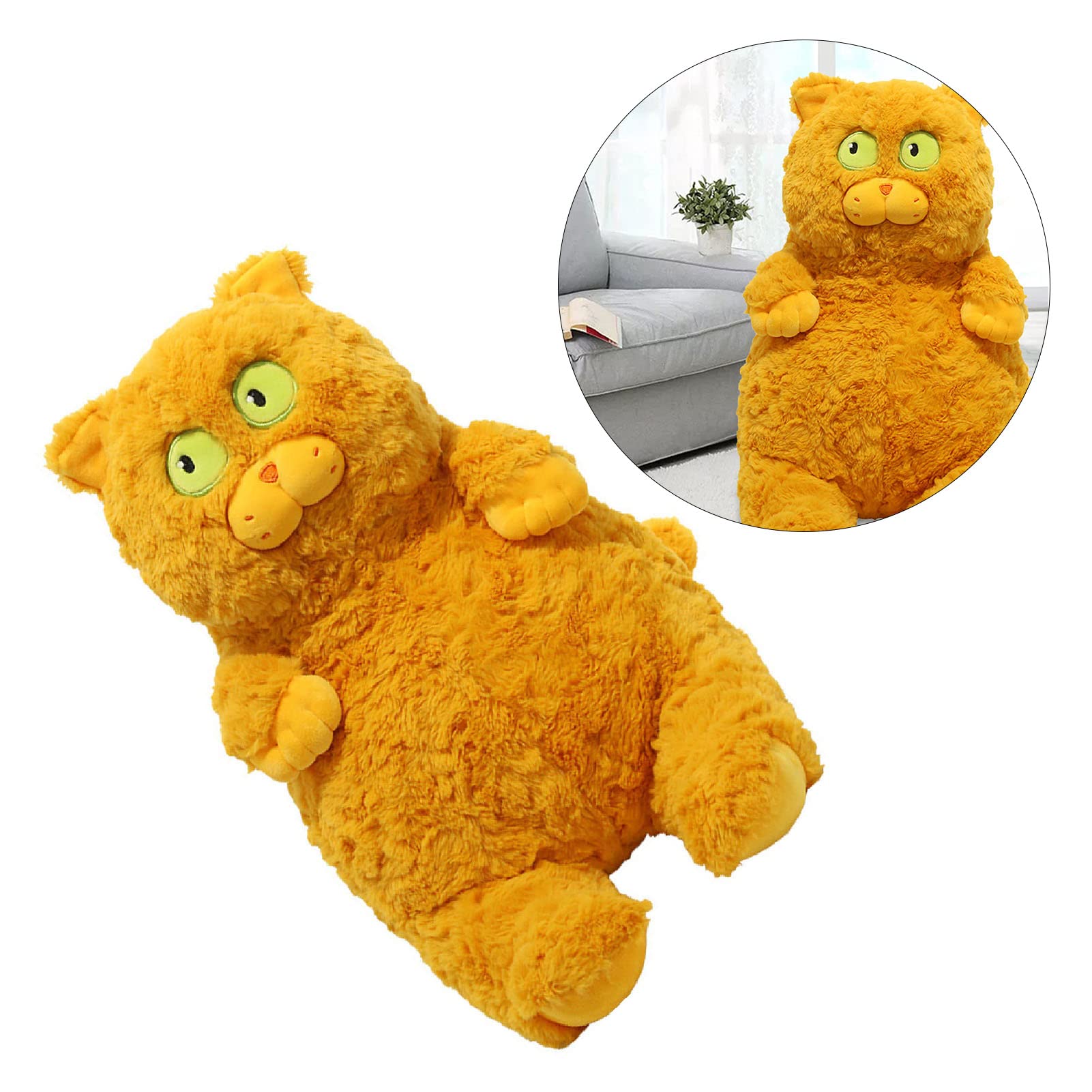 lyrlody Juguete de Peluche para Gato, Almohada Corta de Felpa para Gato, 400g, Relleno Completo, Diseño de Mirada Fija, Juguete de Gatito de Peluche Suave para Cama, sofá, Siesta, Decoración del