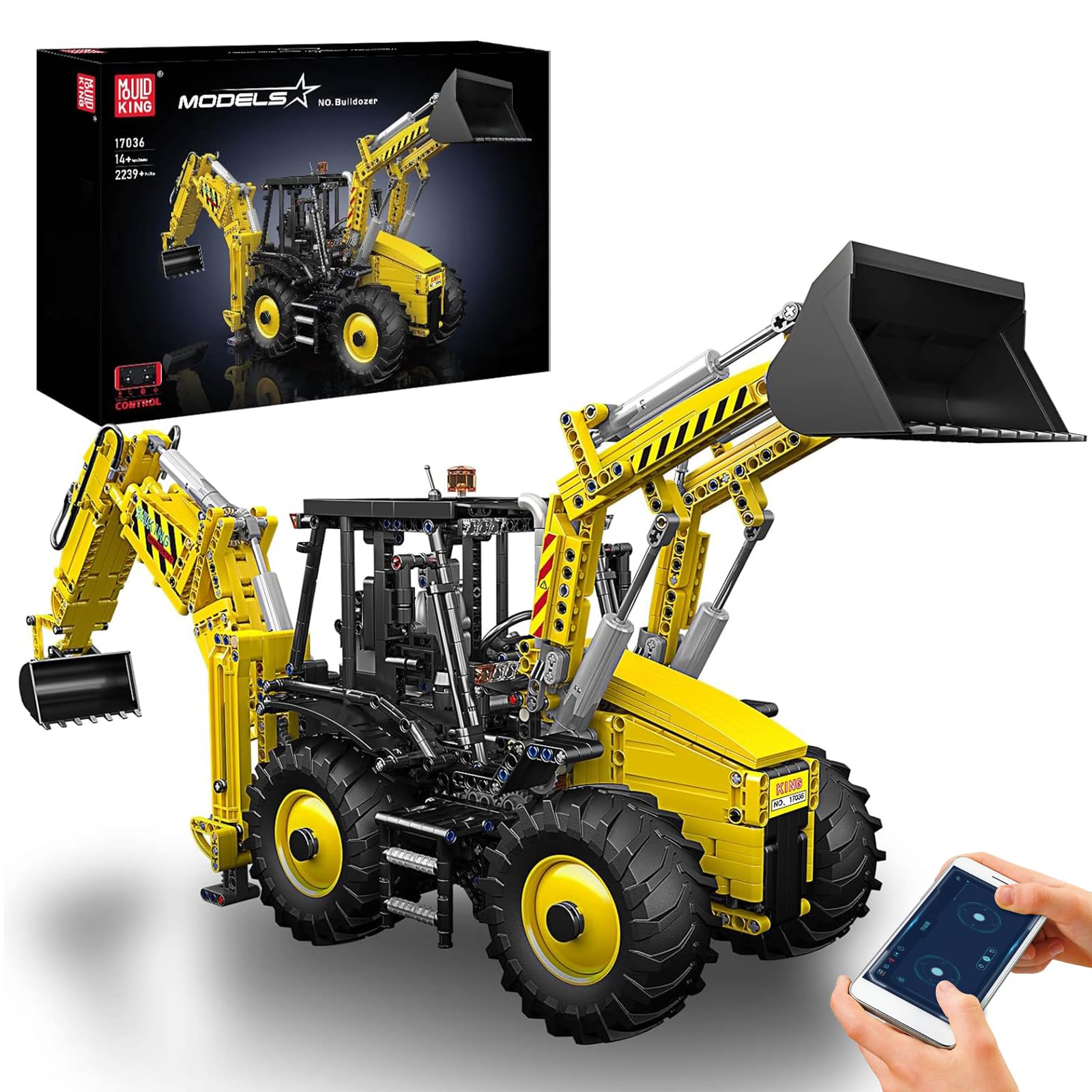 Mould King 17036 - Kit di costruzione per modellino di bulldozer a doppia testa, 2239 pezzi, 2239 pezzi, kit di costruzione con telecomando da 2,4 G, per ragazzi