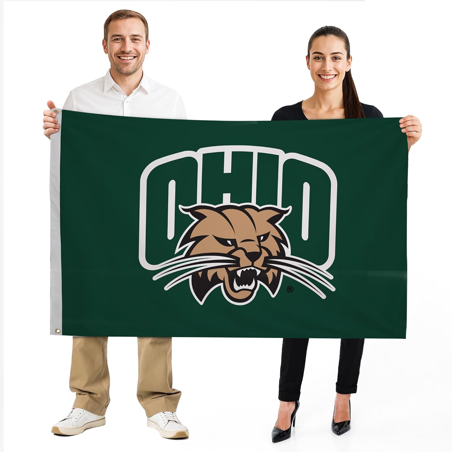 Ohio Bobcats College Sports Printed Flag - NCAA Licensed - Nylon - School Banner (Black, Green) (3' x 5')