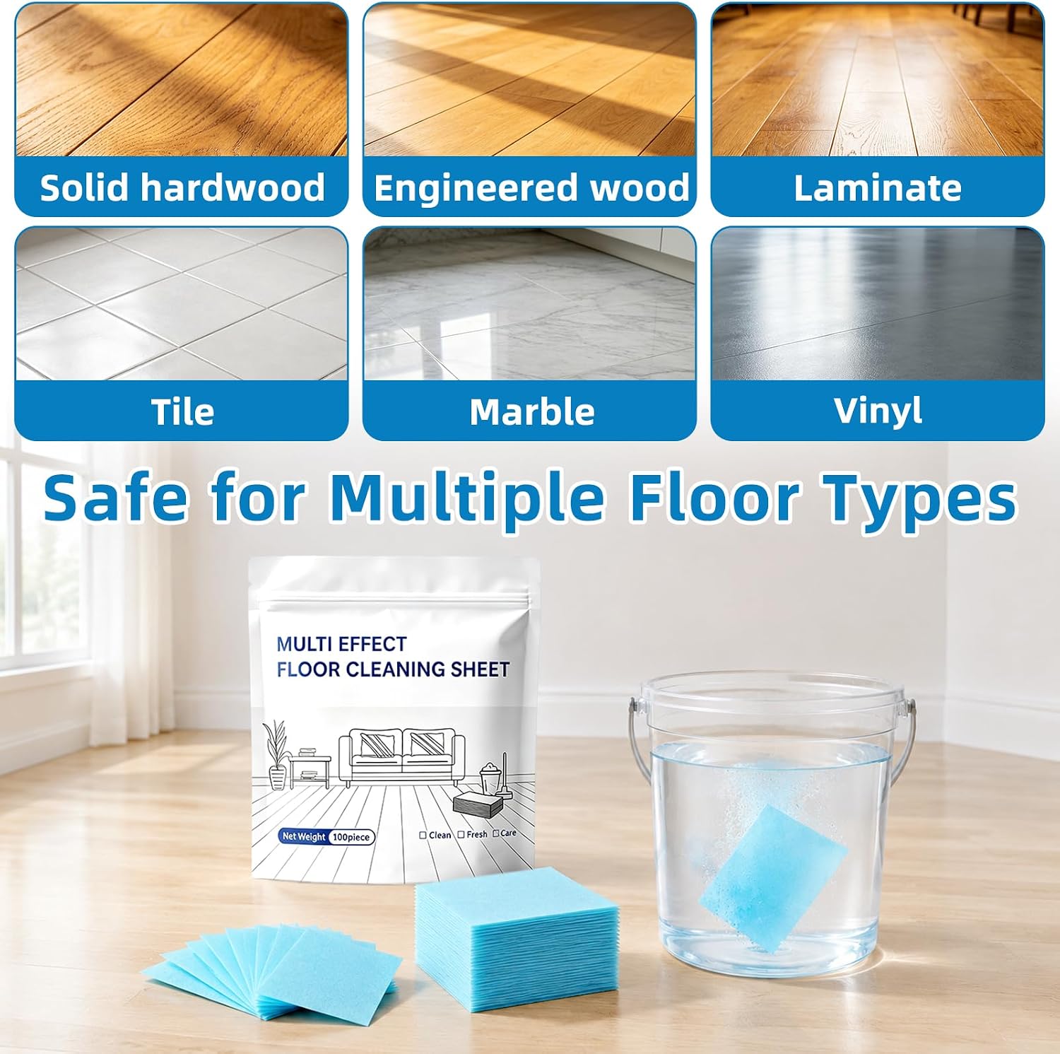 60 Pcs Multiple Effect Floor Cleaner, Floor Cleaning Sheets
