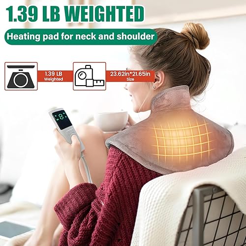 Miniatura 4 de Almohadilla térmica para cuello y hombro, almohadilla térmica eléctrica para el cuello con 9 niveles de calefacción y 4 temporizadores para aliviar